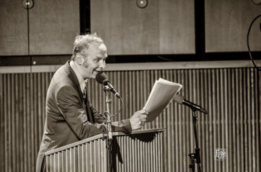 Rudi Mahall, Speech at SWR Jazzpreis 2014 - Photo Schindelbeck