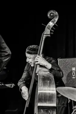 New Conference Call - Gebhard Ullmann, Joe Fonda, Uwe Oberg, Dieter Ulrich - Konzert bei art.ist Wiesbaden 251119 - Foto: Frank Schindelbeck Jazzfotografie