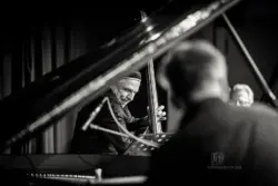 New Conference Call - Gebhard Ullmann, Joe Fonda, Uwe Oberg, Dieter Ulrich - Konzert bei art.ist Wiesbaden 251119 - Foto: Frank Schindelbeck Jazzfotografie