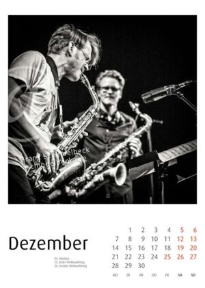 Jazzkalender 2026 - Frank Schindelbeck Jazzfotografie - Version 4 - Dezember