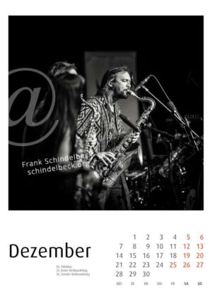 Jazzkalender 2026 - Rein-Main- Edition - Frank Schindelbeck Jazzfotografie - Dezember